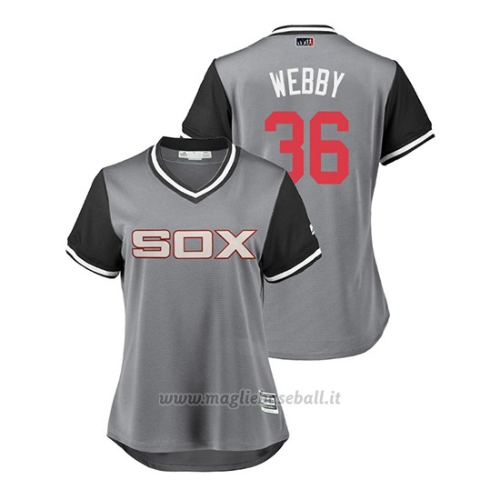 Maglia Baseball Donna Chicago White Sox Kevan Smith 2018 Llws Players Weekend Webby Grigio